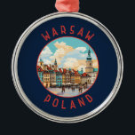 Warszawa Poland Retro Distress Circle Julgransprydnad Metall<br><div class="desc">Warszaåtervektorns färddesign. Det är en fängslande blandning av arkitektoniskt stilar,  från den charmerande gamla staden till kulturpalatset och vetenskapen.</div>