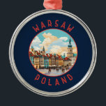 Warszawa Poland Retro Distress Circle Julgransprydnad Metall<br><div class="desc">Warszaåtervektorns färddesign. Det är en fängslande blandning av arkitektoniskt stilar,  från den charmerande gamla staden till kulturpalatset och vetenskapen.</div>