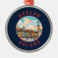 Warszawa Poland Retro Distress Circle