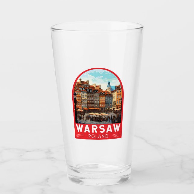 Warszawa Poland Travel Art Vintage Glaskopp (Framsida)