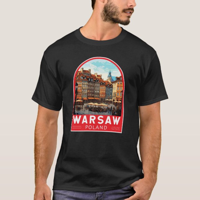 Warszawa Poland Travel Art Vintage T Shirt (Framsida)