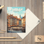 Warszawa Poland Travel Art Vintage Vykort<br><div class="desc">Warszaåtervektorns färddesign. Det är en fängslande blandning av arkitektoniskt stilar,  från den charmerande gamla staden till kulturpalatset och vetenskapen.</div>