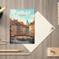 Warszawa Poland Travel Art Vintage
