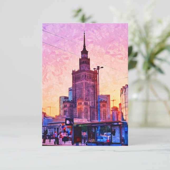 Warszawa Poland Watercolor Illustration Kort (Stående Fram)