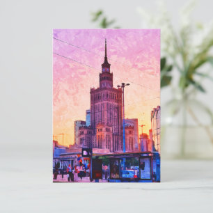 Warszawa Poland Watercolor Illustration Kort