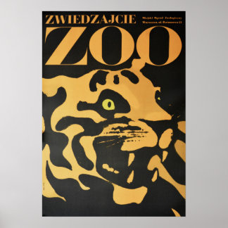 Warszawa Polen besöker Zoo Tiger 1967 Gamla Poster