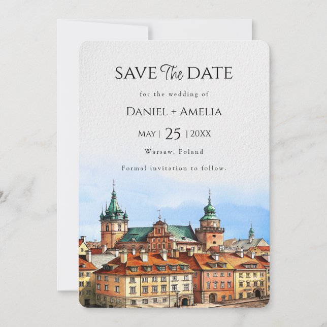 Warszawa Polen Destination Bröllop Spara Datumet (Framsida)