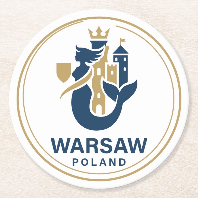 Warszawa Polen Europa Underlägg Papper Rund (Framsidan)