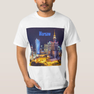 Warszawa Polen Night Skyline Warszawa Spire T Shirt