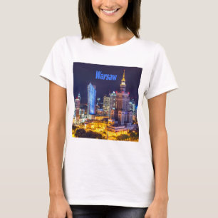 Warszawa Polen Night Skyline Warszawa Spire T Shirt