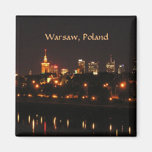Warszawa, Polen på natten Magnet