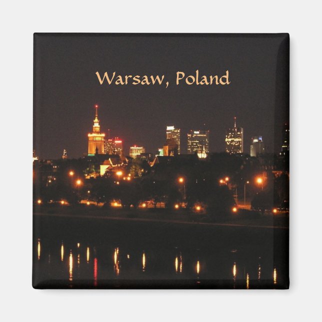 Warszawa, Polen på natten Magnet (Framsidan)