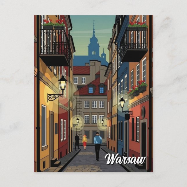 Warszawa Polen Resa Vykort (Framsida)