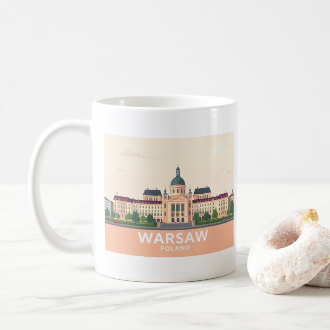 Warszawa Polen Royalet Castle Pastel Travel Kaffemugg (Med munk)