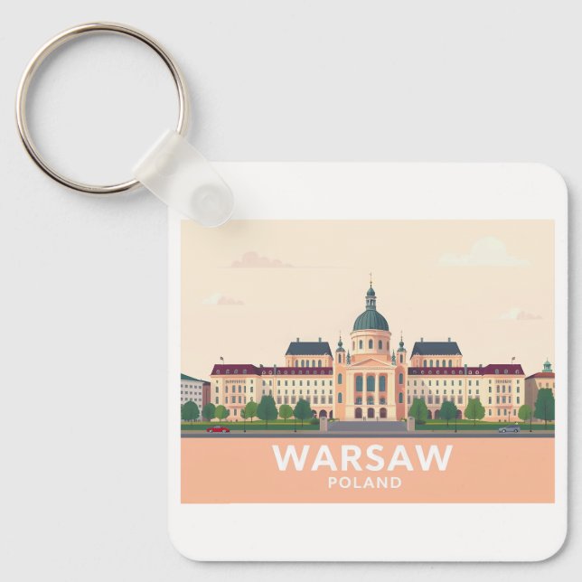 Warszawa Polen Royalet Castle Pastel Travel Nyckelring (Framsida)