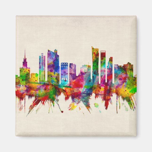 Warszawa Polen Skyline Magnet (Framsidan)