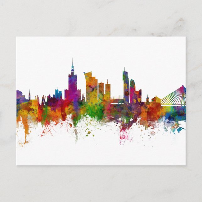 Warszawa Polen Skyline Vykort (Framsida)