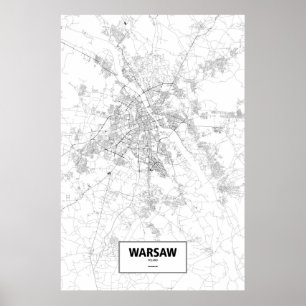 Warszawa, Polen (svart på vitt) Poster
