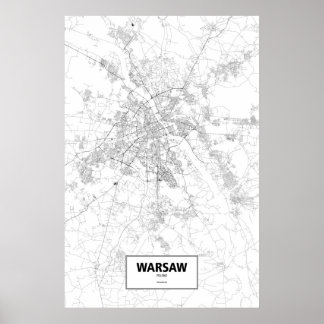 Warszawa, Polen (svart på vitt) Poster