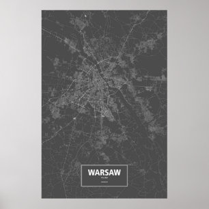 Warszawa, Polen (svart) Poster