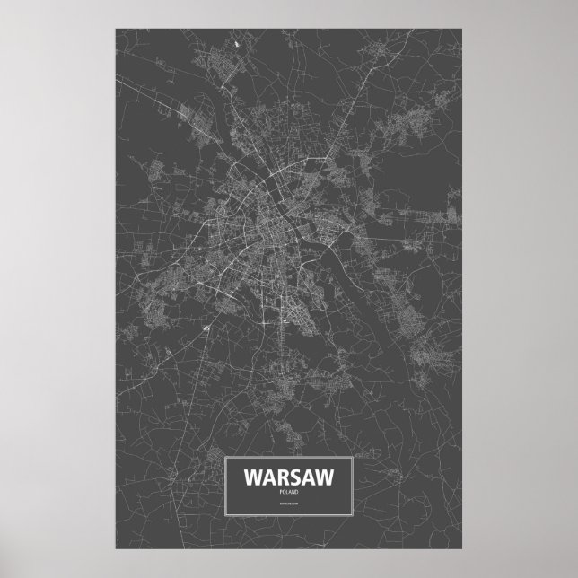 Warszawa, Polen (svart) Poster (Framsidan)