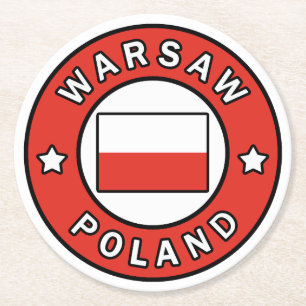 Warszawa Polen Underlägg Papper Rund