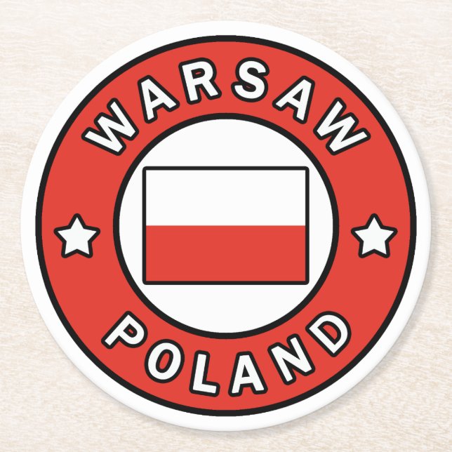 Warszawa Polen Underlägg Papper Rund (Framsidan)