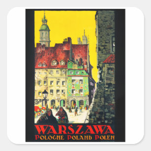 Warszawa - Polen - Vintage resor Fyrkantigt Klistermärke