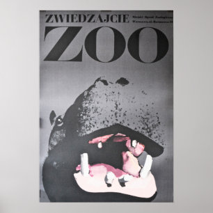 Warszawa Polens besök Zoo Hippo 1967 Poster