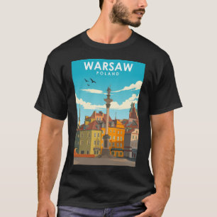 Warszawa Polens Vintage Minimal Retro Travel Poste T Shirt