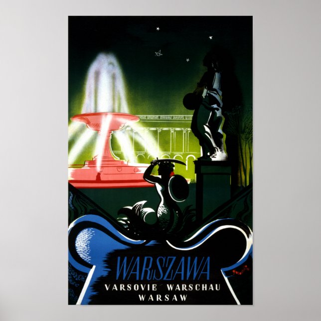 Warszawa Polens Vintage resor Poster återställd (Framsidan)