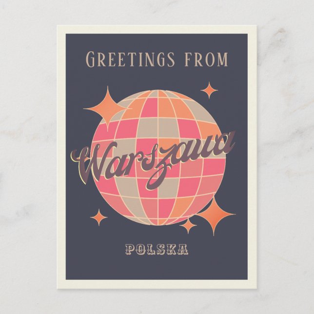 Warszawa polska retro hälsning vykort (Framsida)