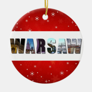 Warszawa Polska Travel Foto Red Snowflake jul Julgransprydnad Keramik