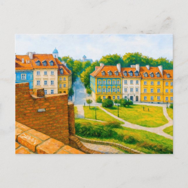 Warszawas oljemålning - Vy från stadsmuren Helg Vykort (Framsida)