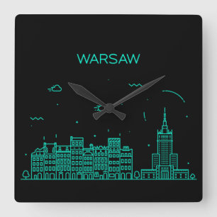 Warszawyskyline Fyrkantig Klocka