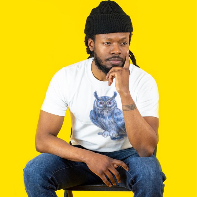 Warter Färg målar Bold Blue Uggla T Shirt (Skapare uppladdad)