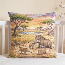 Warthog Mama And Piglets Safari Animals  Kudde