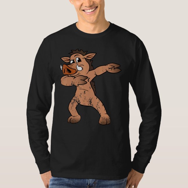 Warthog Vild Boar Animal Dabbing Dab Dancing Vinta T Shirt (Framsida)