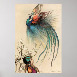 Warwick Goble flickan och Paradise-fågeln Poster