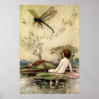 Warwick Goble Waterbaby på ett vattenfritt Poster