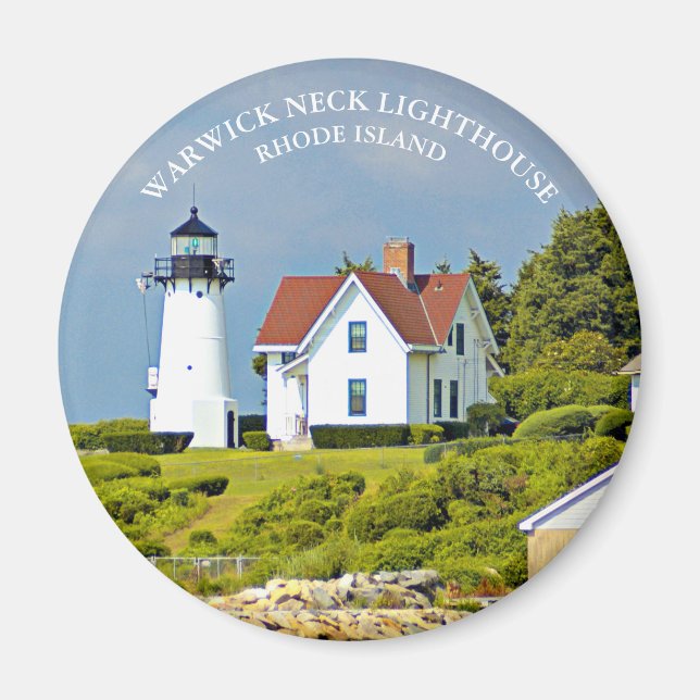 Warwick Nacke fyr, Rhode island Round Magnet (Framsidan)