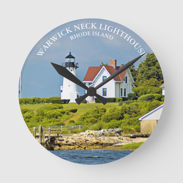 Warwick Nacke fyr, RI Round Wall Clock Rund Klocka (Framsida)