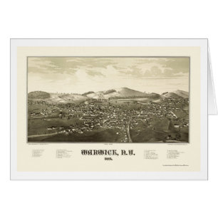 Warwick panorama- karta för NY - 1887 Hälsningskort