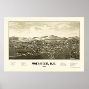 Warwick panorama- karta för NY - 1887 Poster