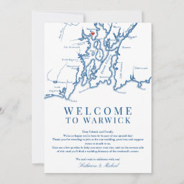 Warwick RI Bröllop Välkomsthisterary Navy Blue Tack Kort