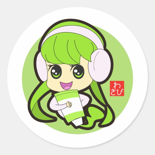 Wasabi Girl Runt Klistermärke (Framsida)