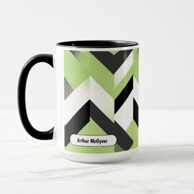 Wasabi Grön Djärv Chevron Geometrisk Mugg (Vänster)