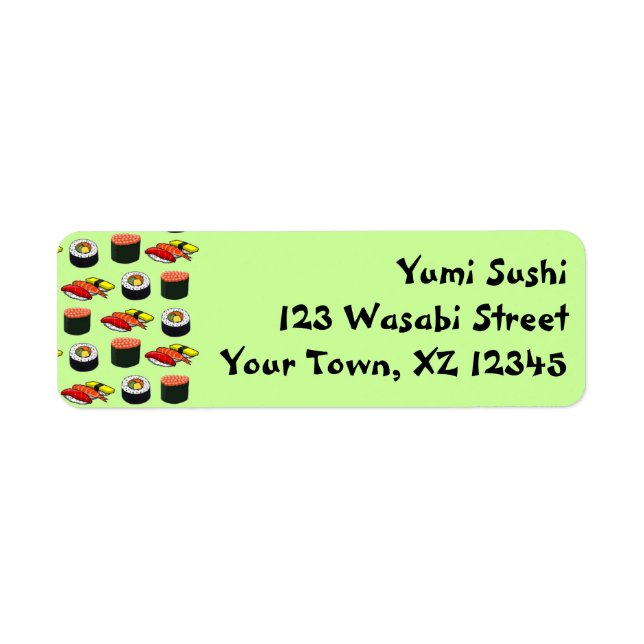 Wasabi Grönt Sushi Returadress Etikett (Framsidan)