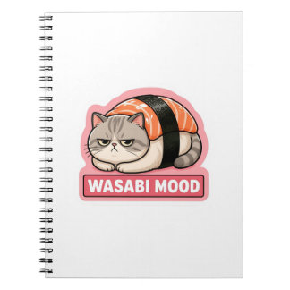 Wasabi Humör Rolig Grinig Katt Sushi Meme Anteckningsbok