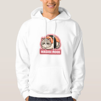 Wasabi Humör Rolig Grinig Katt Sushi Meme Hoodie
